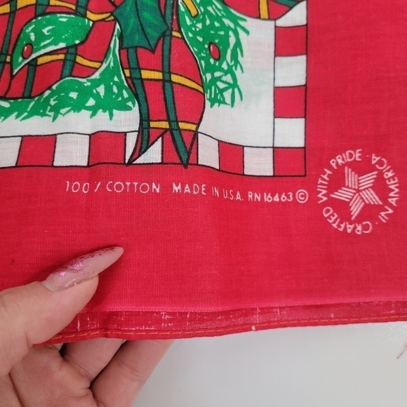 Vintage Bandana Scarf Christmas All Cotton Retro made in USA SET - Picture 4 of 13
